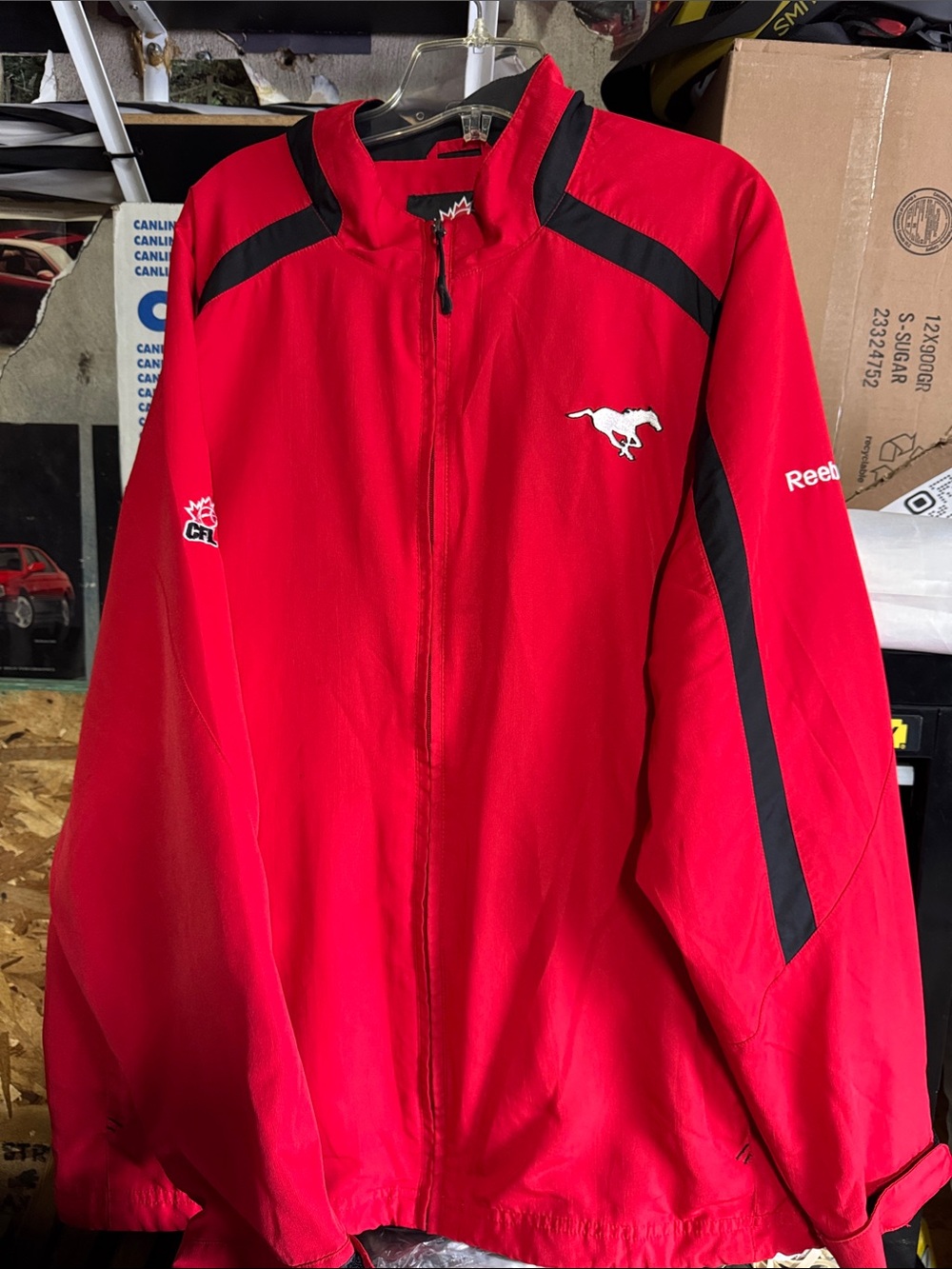 Reebok Red Windbreaker Jacket with Black Trim